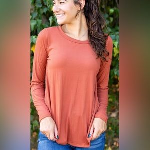 NWT SEW IN LOVE Rust Ribbed Long Sleeve Shirt/Top~ 3X